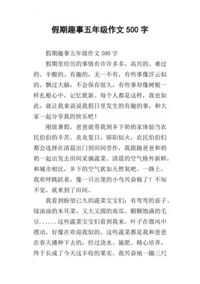 假期趣事作文500字五年级，假期的一件事作文300字